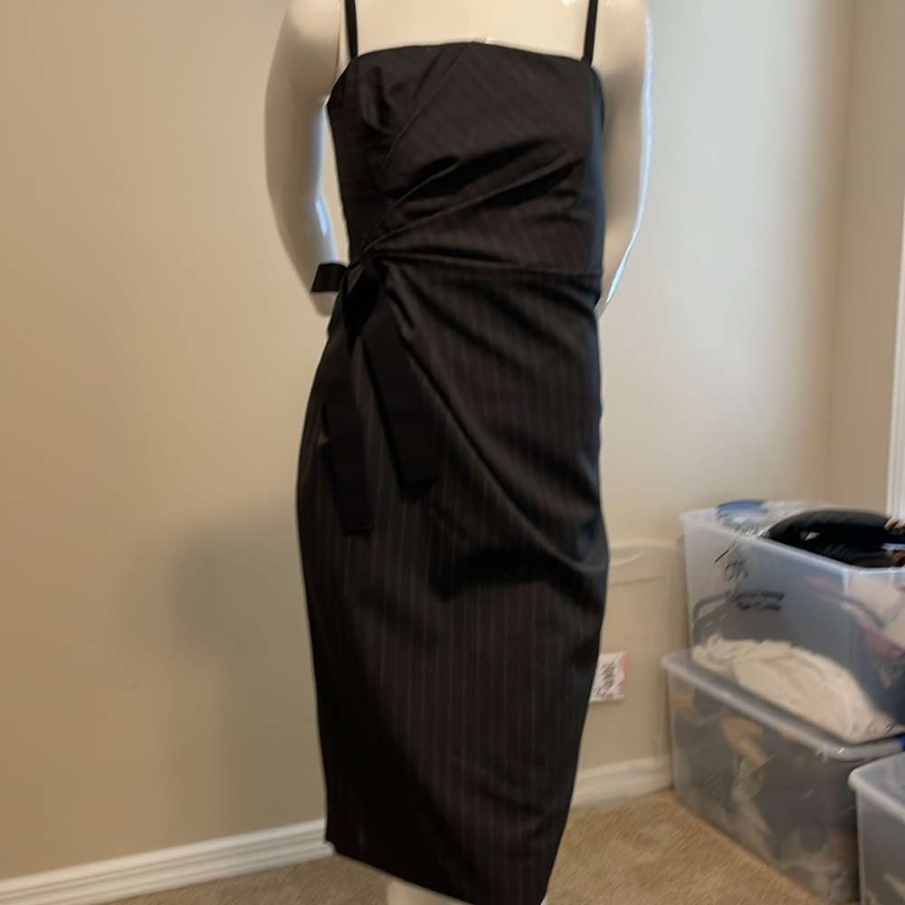 D&G Grey Pinstripe Strapless Look Gathered Ruched Waist Pencil Dress IT42 NWOT 6 - Picture 6 of 17